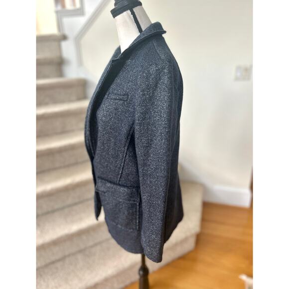 Banana Republic Navy Marled Raw Hem Wool Blend Single Button Blazer - Picture 2 of 8